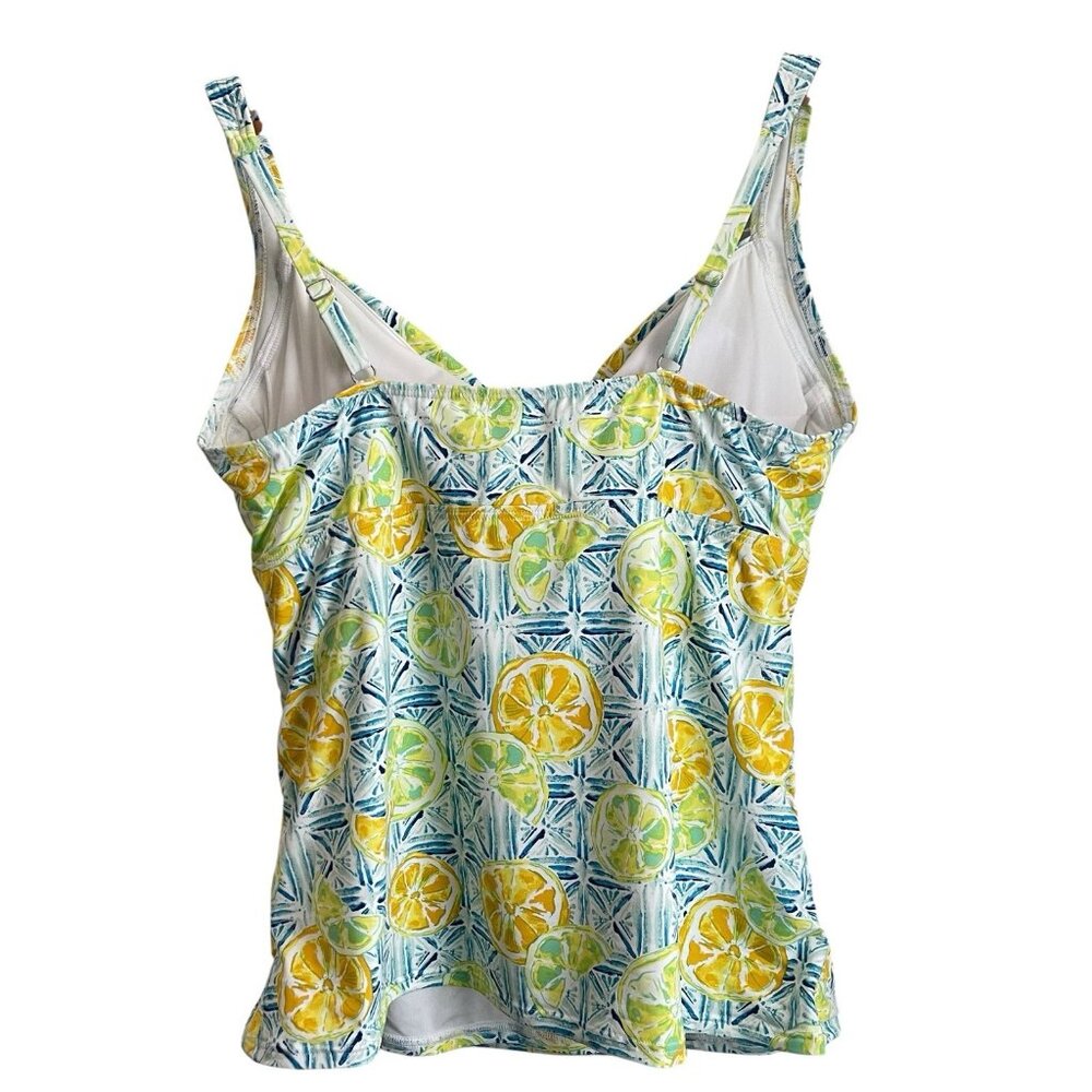 Lands End Womens Lemon Print Tankini Swim Top Size 14 Coastal Preppy Summer Cute - Picture 2 of 11